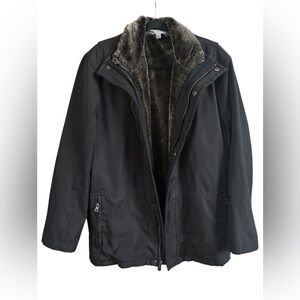 Marc New York Andrew Marc Black 3-in-1 Jacket Faux Fur Lined Utility Coat Large